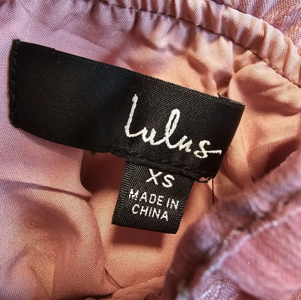 Lulu's Rush of Romance Mauve Burnout Tie Strap Tiered Mini Dress Women's Size XS - Picture 3 of 7